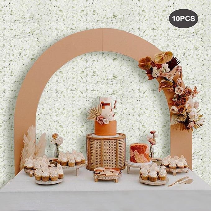Flower Wall Panel Set,White Artificial Wall Flower Backdrop,10Pcs 15.7" X 23.6" 3D Silk Hydrangea Rose Floral Panel,Faux Roses Artificial Flower Backdrop for Wall Decor