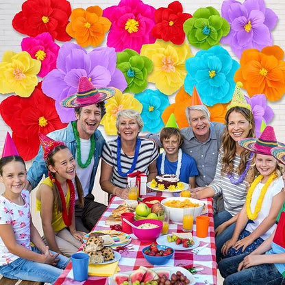 Giant Paper Flowers Artificial Large Paper Flower Decoration for Handcrafted Wall Backdrop Christmas Mexican Wedding Graduation Bridal Shower Birthday Party Supplies(Mexican Fiesta,18 Pcs)