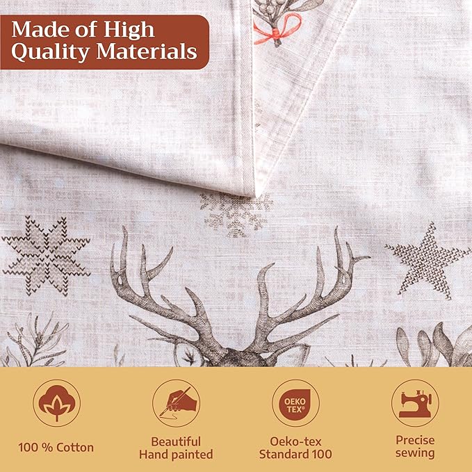Maison d' Hermine Table Runner 100% Cotton Double Layer Table Runners 108 inches Long for Thanksgiving Christmas Decorations Home Kitchen Dining Party Wedding (Christmas Dew, 14.5" x 108")