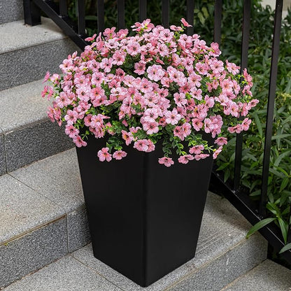 20 Bundles Artificial Flowers for Outdoor Fake Plants for Spring Decoration,Faux Eucalyptus Flowers for Planter UV Resistant Lifelike for Home Porch Garden（Pink）