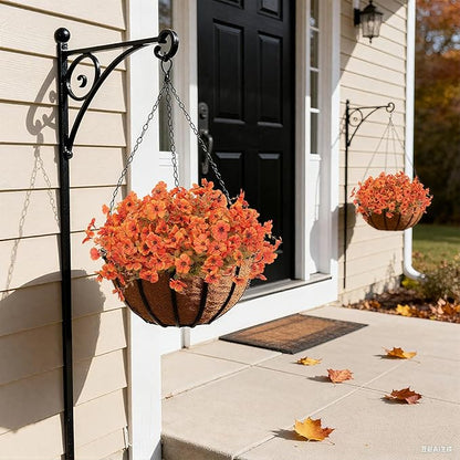 Artificial Flowers Fake Fall Plants for Outdoor Indoor Garden Christmas Decoration, 12 Bundles Silk Colorful Fall Mums with Eucalyptus Leaves Fake Plants for Autumn Porch Home Patio Yard Weeding Decor