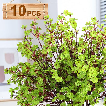 Hananona 10 Pcs Babys Breath Green Flowers Artificial Gypsophila Flowers St. Patrick's Day Fake Silk Flowers for Home Decor Spring Floral Arrangement Table Centerpieces