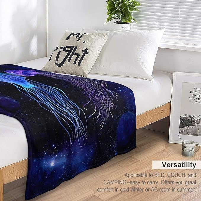 Jellyfish Gifts for Girls & Women - Soft, Warm & Cozy Fleece Throw Blanket for Kids & Adults - 50"x60"