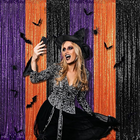 Black Sequin Curtains 4FTx8FT 2 Panels Black Sequin Backdrop for Parties Glitter Backdrop Photo Background for Wedding Baby Shower