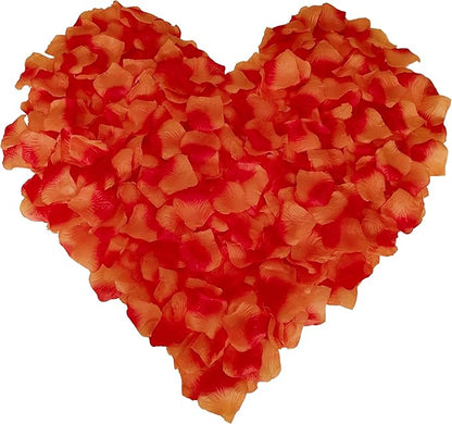 1500 PCS Separated Artificial Orange and Red Rose Petals, Sunset Flower Petals,Orange Flower Girl Petals for Wedding Decor,Romantic Night for her Set