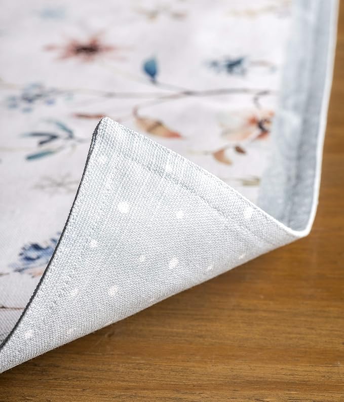Maison d' Hermine Placemats Set of 4 100% Cotton Washable Cloth Place Mats, Reusable Table Mats for Thanksgiving Christmas Decorations Kitchen Dining Party Wedding Restaurant (Ice Florals, 13" x 19")