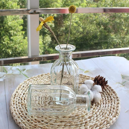 3 Sets Clear Glass Vase for Flowers Small Bud Vase for Decor, Bud Vases in Bulk for Centerpieces, Home Decorative Vase Set Round Vintage Glass Bottles, 2.85"X 5.4"