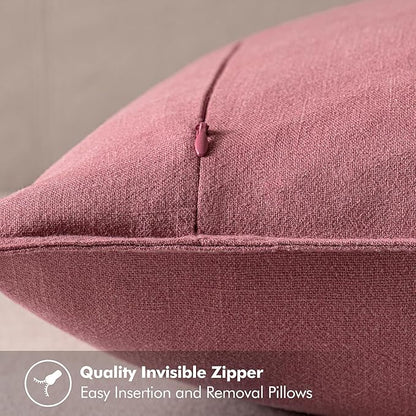MIULEE Decorative Linen Euro Sham Pillow Covers 24x24 Cranberry Red Boho Farmhouse Neutral Couch Throw Pillows for Bed Pack of 2 Accent Modern Pillowcase Sofa Livingroom Home Decor