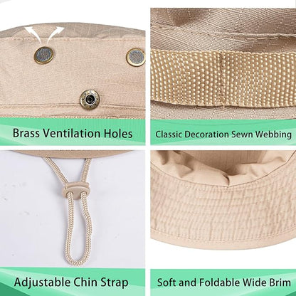 Sun Hats for Men Women Boonie Hat UPF 50+ Bucket Hat Wide Brim UV Protection Fishing Hiking Safari Outdoor Hats