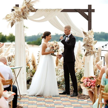 Wooden Wedding Arch Frame 7.48 FT Square Wood Arch Wedding Arbor Backdrop for Ceremony Party Proposal Scene Garden Beach Forest Rustic Boho Decoration(7.48ft)