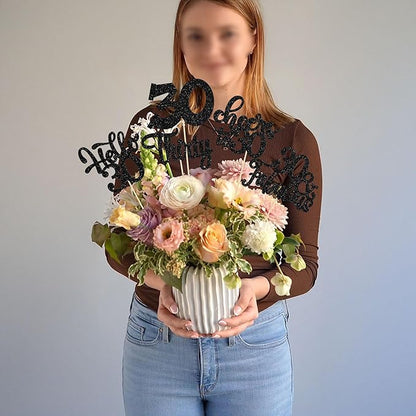 Gyufise 15Pcs 30th Birthday Centerpiece Sticks Thirty Happy 30th Table Flower Centerpieces Sticks Cheers to 30 Floral Decorations for 30th Birthday Party Centerpieces Supplies Black