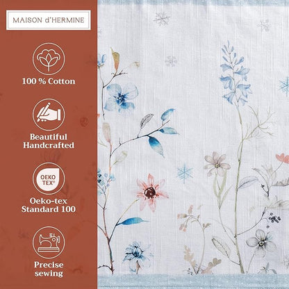 Maison d' Hermine Placemats Set of 4 100% Cotton Washable Cloth Place Mats, Reusable Table Mats for Thanksgiving Christmas Decorations Kitchen Dining Party Wedding Restaurant (Ice Florals, 13" x 19")