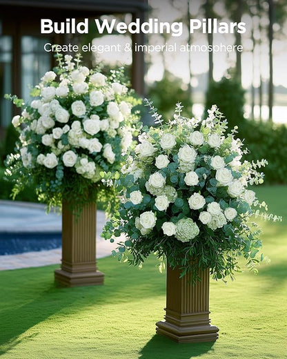 InnoGear 50 Pcs White Roses Artificial Flowers, Fake Velvet Silk Rose Bulk Faux Flower for Decoration DIY Wedding Centerpieces Proposal Bridal Bouquets Shower Party Home Floral Decor (50, White)