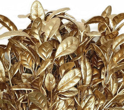 PASYOU Golden Fake Plants, Artificial Leaves Decoration for Christmas Flowers Grass Plastic Faux DIY Crafts Indoor Outdoor Home Garden Party Room Bedroom Wedding Table Centerpiece Decor, Gold 4 Pack