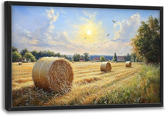Farmhouse Wall Art Rustic Farm Pictures Wall Decor Large Country Nature Landscape Canvas Prints Painting Framed Artwork Home Decoration for Dining Room Kitchen Living Room Office 36"x24"