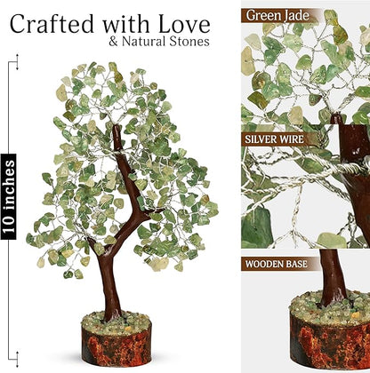 YATSKIA Green Jade Stone - Artificial Trees, Bonzai Tree, Green Jade, Healing Stone, Crystals Tree, Crystal Tree of Life, Crystal Items for Gift