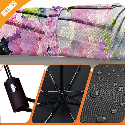 Small Compact Travel Automatic Folding Umbrella for Women, Portable Lightweight, Rain, Wind, UV Sun Shade