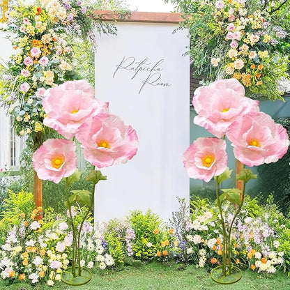Giant Artificial Flowers for Decoration, Huge Birthday Party Mother's Day Valentine Backdrop with Standing Base Store Window Display Wedding Reception Banquet Ceremony Floral Decor, Light Pink