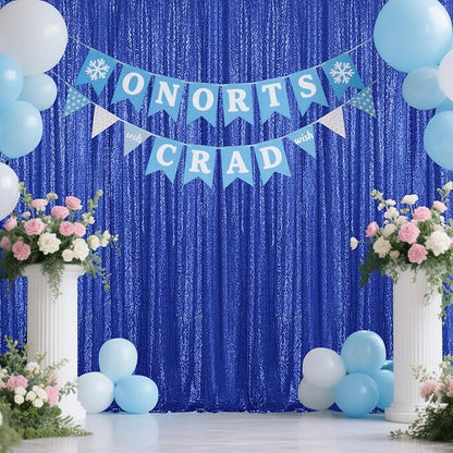 Navy Blue Sequin Backdrop Curtain 4 Pieces 2FTx8FT Glitter Photography Backdrop for Party Wedding Birthday Christmas Decorations