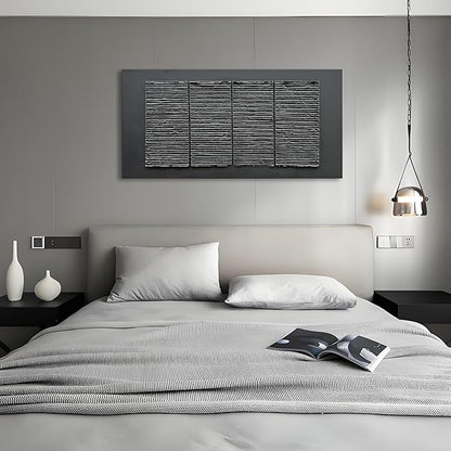 Hand-Painted 24x48 inch Black Abstract Wall Decoration Oil Painting Thick Texture Minimalist Art Home Wall Decoration Painting