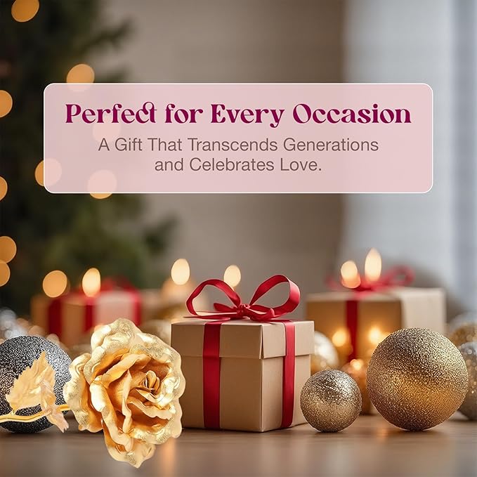 24k Gold Rose w/Luxury Gift Box - 10-inch Golden Rose Metal Single Roses & Valentine's Day Gifts Idea for Women, Loved Ones, Mom, Wife, Girlfriend, Grandma, Mother's Day, 40-Pcs