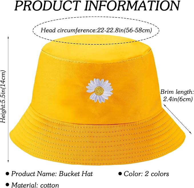 Sun Hat for Women Bucket Hat Cotton Reversible Summer Travel Beach Fishing Cap