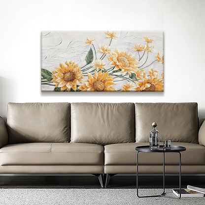 Suconvng Canvas Art Wall Decor Print Paintings Sunflower Wall Art Prints Pictures Decor Ready To Hang Pictures For Bedroom Bathroom And Office Kitchen Home Decor Artwork 20"×40"