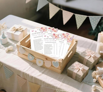 Baby in Bloom Baby Shower Games, Floral Guess Who Mommy or Daddy Game for 30 Guests with Game Cards, Gender Reveal, Baby Shower Supplies & Decorations (DV19)