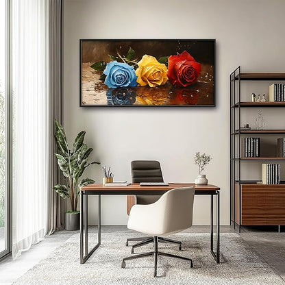 Rose Flowers Large Wall Art Framed Wall Decor for Living Room, Roses Pictures Oversized Canvas Print Painting Modern Extra Large Framed Artwork for Bedroom Office Home Decor 60"x30"