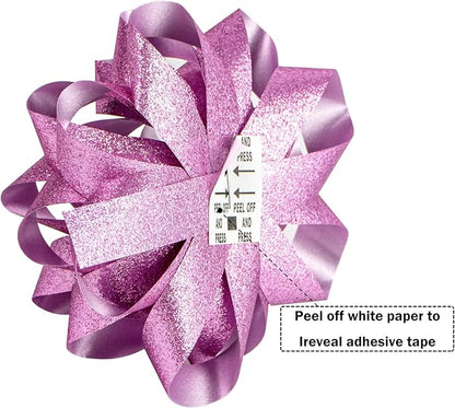WRAPAHOLIC 16 Pcs Gift Bows Assortment - 14 Multi Colored Assorted Size Gift Bows(Pink, Gold), 2 Crimped Curling Ribbons, Perfect for Holiday, Party