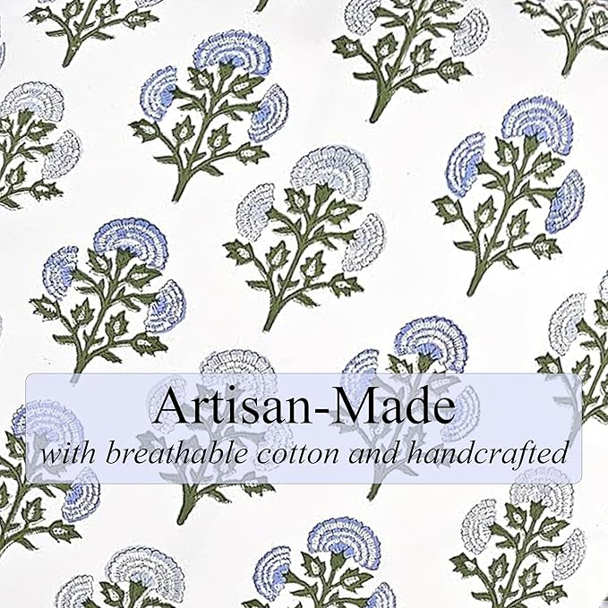 Ridhi Mughal Buta Blue Hand Block Print Cotton15 Inch Round Set of 4 Reusable Washable PlaceMats Kitchen Dining Thanksgiving Halloween Christmas Weddings Everyday Use