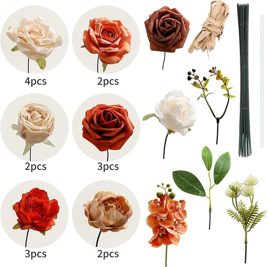 Artificial Flowers Combo, Fake Flowers for DIY Tables Centerpieces Baby Shower Bridal Shower Wedding Bouquet Arrangements Party Candle Holder Cake Decor Flower Home Decorations