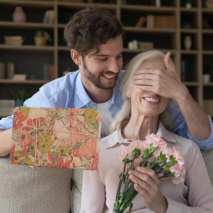 Aimyoo Kraft Floral Wrapping Paper Roll - Jumbo Roll - 30 Inch x 33 Feet - All Occasion Vintage Flower Gift Wrap Paper for Mother's Day Wedding Birthday Bridal Shower
