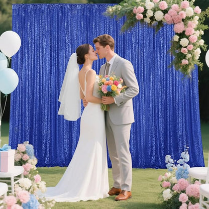 Navy Blue Sequin Backdrop Curtain 2 Pieces 2FTx8FT Glitter Photography Backdrop for Party Wedding Birthday Christmas Decorations