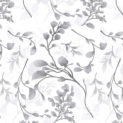 Orainege Gray Peel and Stick Floral Wallpaper Self Adhesive Contact Paper Waterproof 17.7 in x 196.8 in Removable Wallpaper for Bedroom, Bathroom, Cabinets