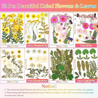 Dried Flowers for Resin, Real Nature Dried Pressed Flower Leaves Bulk with Tweezers for DIY Nail Art Cards Scrapbooking Crafts Jewelry Making Epoxy Resin Molds Candle Accessories Floral Decors