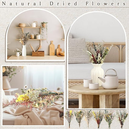6 Pack Boho Dried Flowers Bouquet Large Size 15-17 Inch Wedding Handmade Dry Flowers Bundles for Vase Craft DIY Photo Boutonniere for Floral Plant for Bridesmaid Gift Birthday Decor (Classic)