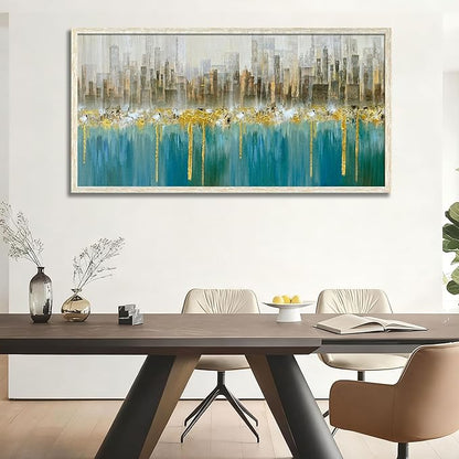 Ardemy Large Framed Wall Art Abstract Canvas Modern Gold Textured Wall Decor Living Room Painting Picture Artwork Bedroom Home Office, 48"x24"