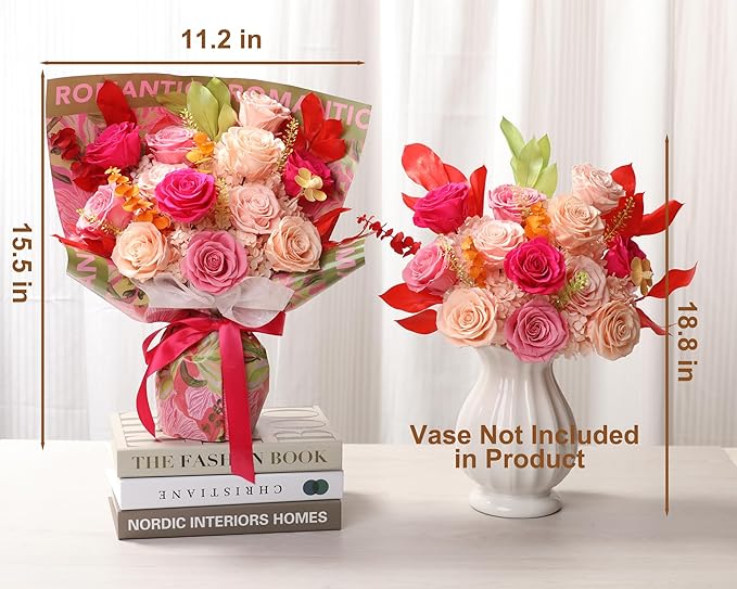 Lovenfold Flowers for Delivery Birthday Flowers Gift for Her,Preserved Flowers Bouquet 12 Roses Mixed Bouquet,Rose Gifts for Women Mom Grandma(Mixed 12 Champagne Roses)