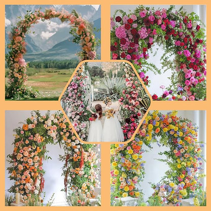 Adorox Metal Garden Arch Trellis for Climbing Plants 7.8ft Outdoor Arch Wedding Halloween Christmas Vine Trellis Pumpkin Archway Assemble Freely 2 Sizes White