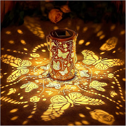 Christmas Gifts for Women Butterfly Solar Lanterns Outdoor Waterproof Hanging Solar Lights Butterfly Gifts for Women Men Metal Decorative LED Lanterns for Garden Decor,Yard,Patio,Lawn,Tabletop,Pathway