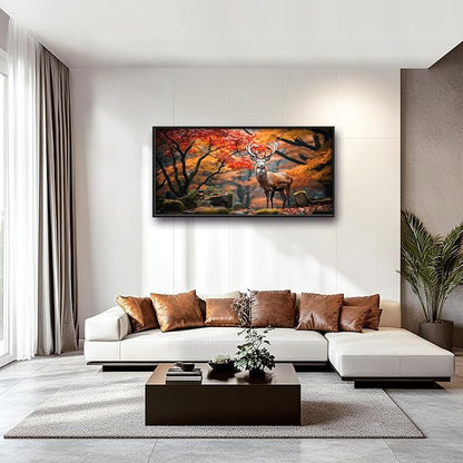 Framed Large Pictures Wall Art for Living Room, Forest Deer Oversized Wall Decor Elk Animal Canvas Print Painting Modern Extra Large Framed Artwork for Bedroom Office 60"x30"