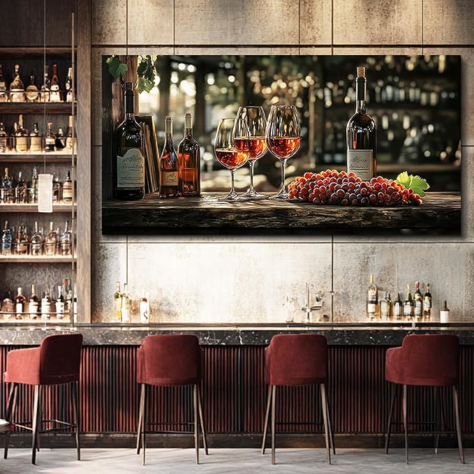 hyidecorart Dining Room Wall Art Still Life Goblet Prints Painting Wine Glass Canvas Wall Pictures Kitchen Art Wall Decor Landscape Poster Pub Living Room Office Artwork Modern Home Decoration 30x60