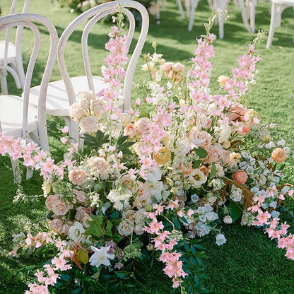 8PCS Delphinium Artificial Flowers 33.5'' Larkspur Silk Flowers Tall Pink Long Stem Artificial Flowers for Wedding Table Centerpieces Home Garden Decor(Light Pink)