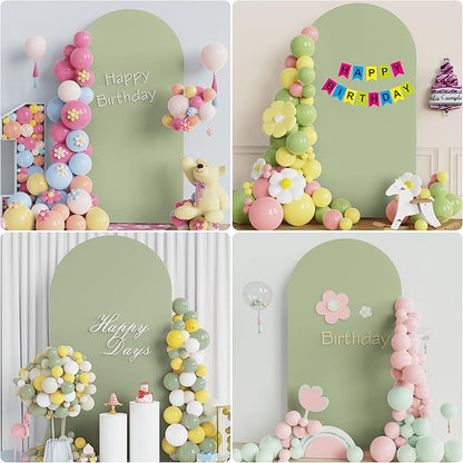 Wokceer 7.2FT Wedding Arch Cover Spandex Fitted Wedding Arch Stand Covers Round Top Sage Green Chiara Arch Cover for Birthday Party Ceremony Banquet Decoration