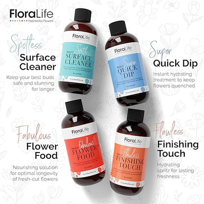FloraLife Fresh-Cut Flowers Care Kit - Nutrition, Hydration, & Cleaning Solution with Cutting Shears