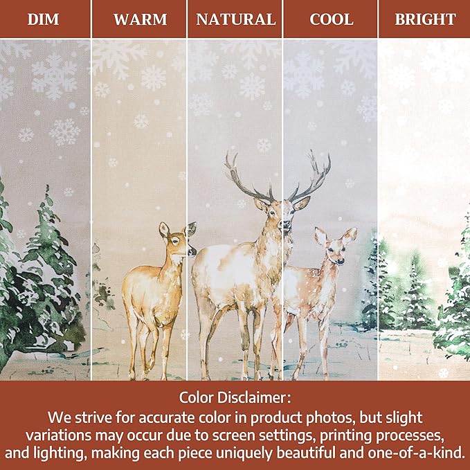 Maison d' Hermine Table Runner 100% Cotton Double Layer Table Runners 108 inches Long for Thanksgiving Christmas Decorations Home Kitchen Dining Party Wedding (Deer in The Woods, 14.5" x 108")
