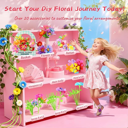 Unitour DIY Flower Bouquet Craft Kits，Arts and Crafts Flowers Market Toy for Kids，Birthday Gift for 4 5 6 7 8 9 10 Year Old Girl Boy (Flower Craft Kits)