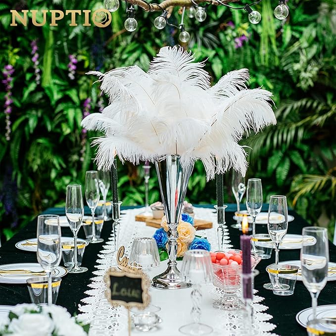 10 Pcs Tabletop Silver Metal Wedding Flower Trumpet Vase, 14 inch Table Decorative Centerpiece Artificial Flower Arrangements for Anniversary Ceremony Party Birthday Event Home Decoration (Silver)