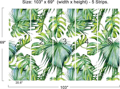 Cliouar-Wall Mural Wallpaper for Bedroom Living Room 3D Mural Monstera Tropical Plant Green Plant Banana Leaf Palm Leaf 103" x 69" (Not Self-Adhesive)